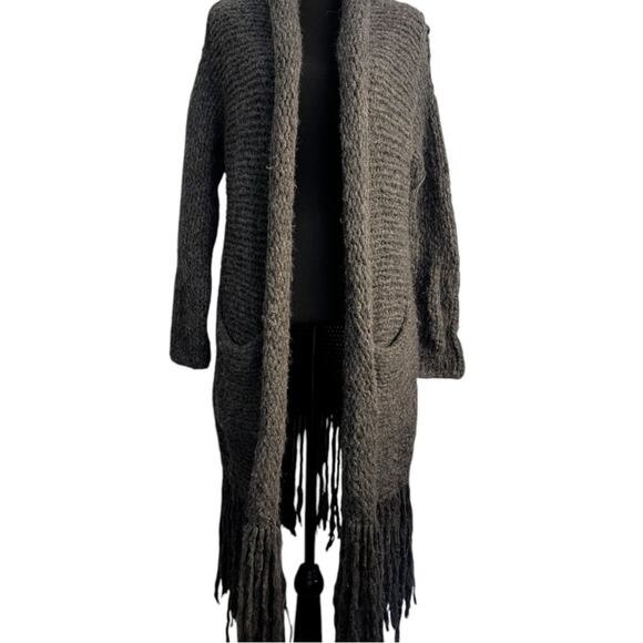 Raquel Allegra Alpaca Open Cardigan Boho Handmade Fringe size 0 - Picture 15 of 15